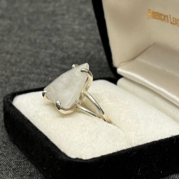Statement Moonstone Ring, Trillion Cut Stone in Sterling Silver - Picture 5 of 15